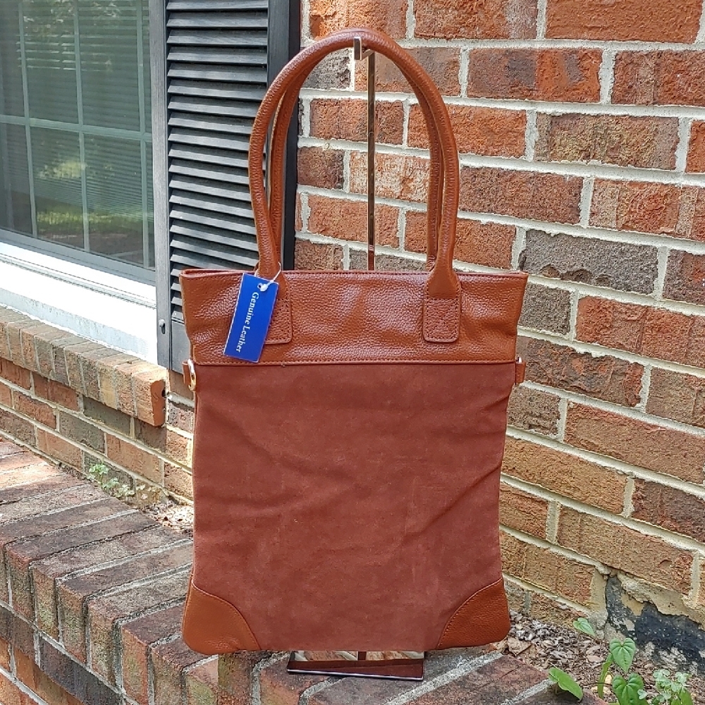 Erica Anenberg Cognoc Suede And Leather Shoulder Bag (1778)